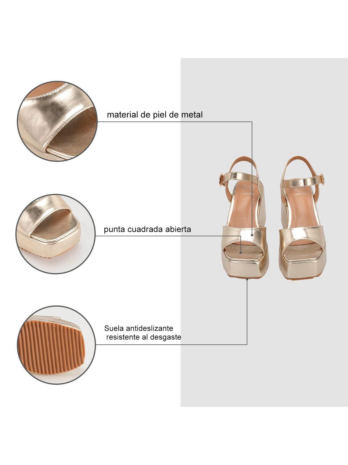 Sandalia Plataforma Dorado Casual LT105 Weide-5