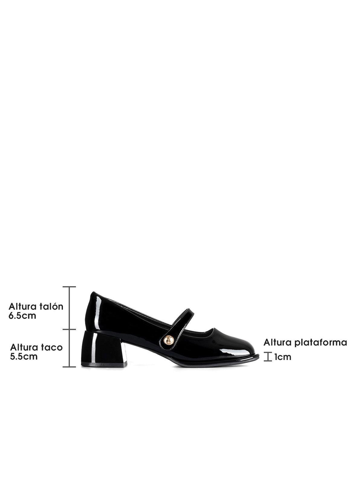 Zapato Mary Jane Negro Charol Elegante Mujer Weide YL56-4