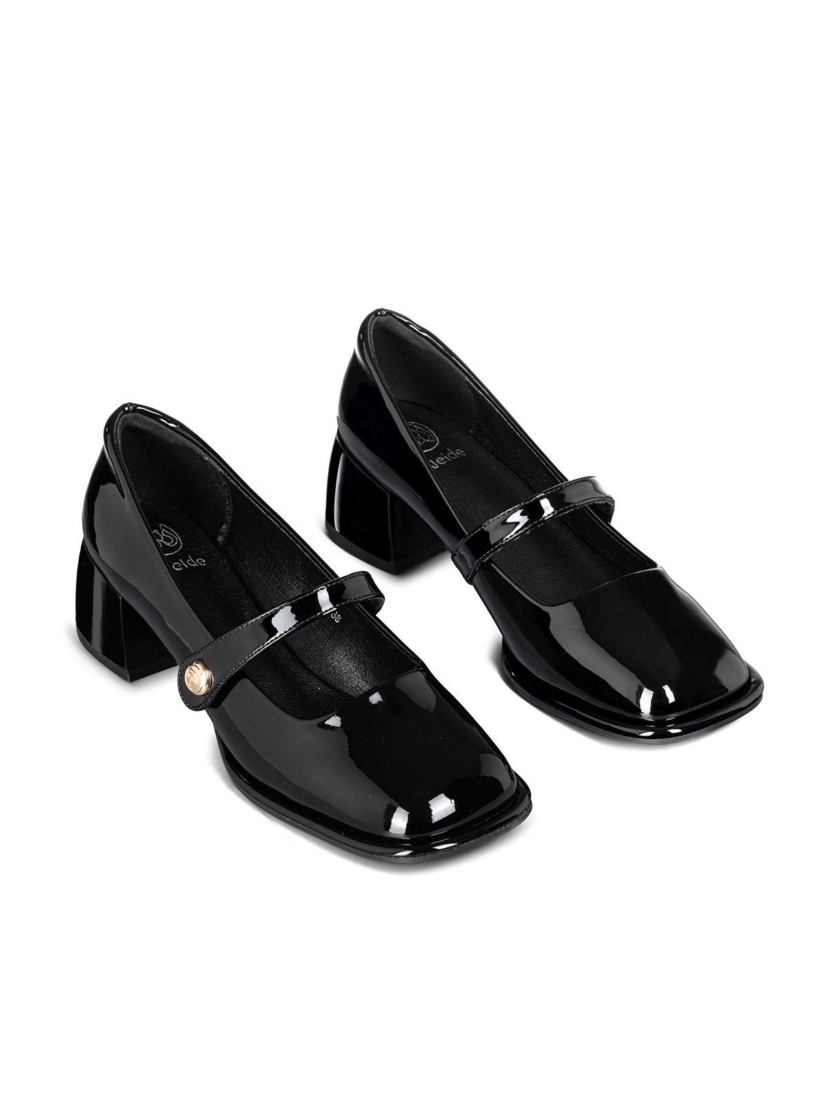Zapato Mary Jane Negro Charol Elegante Mujer Weide YL56-6