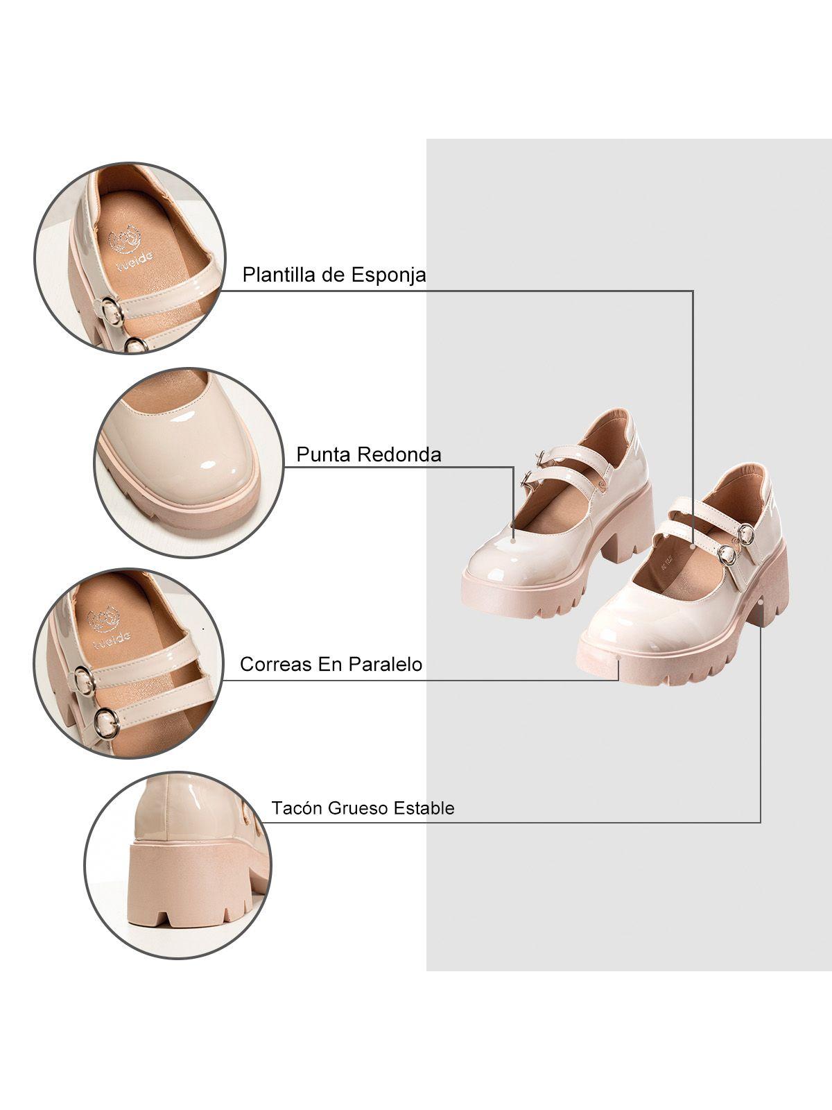 Zapatos Taco Mary Jane Beige Formal Mujer Weide YL57-6