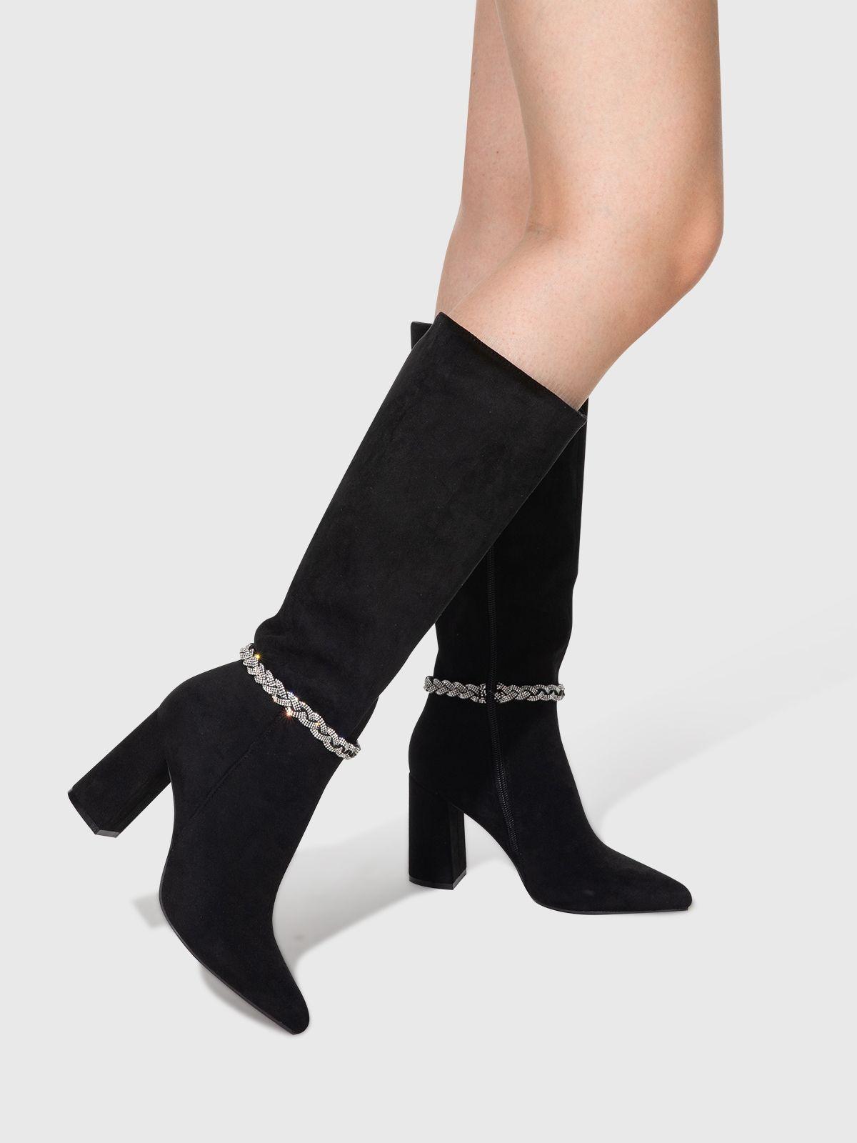 Bota Mujer Elena Suede Negro Weide-1