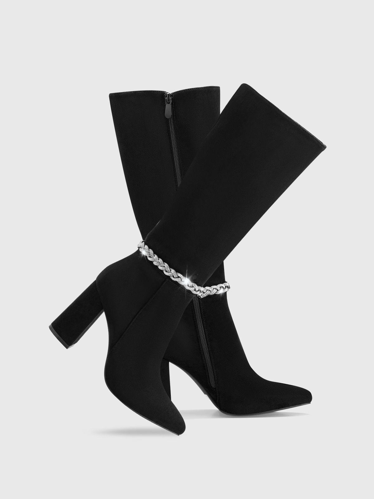 Bota Mujer Elena Suede Negro Weide-4