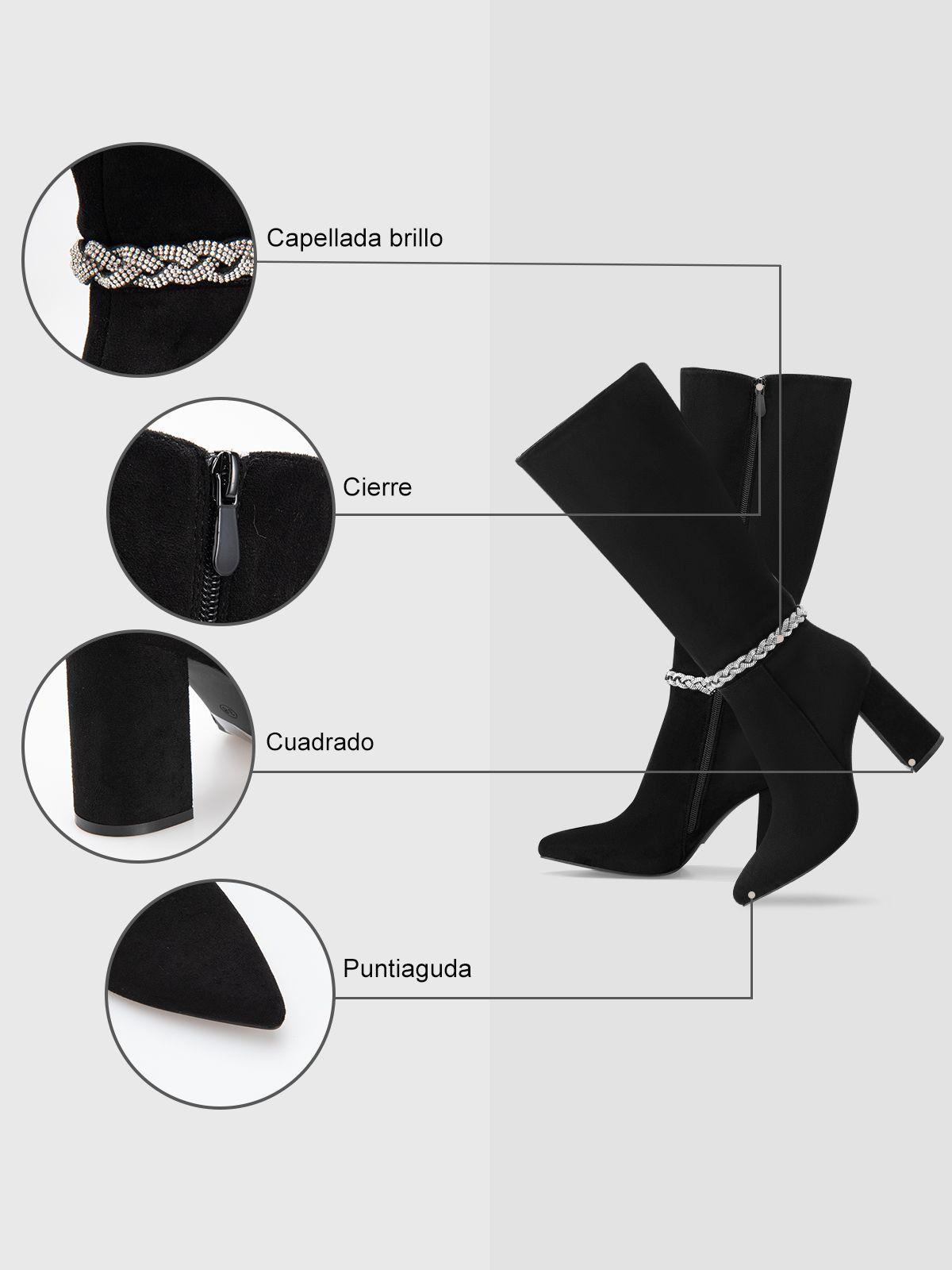 Bota Mujer Elena Suede Negro Weide-6