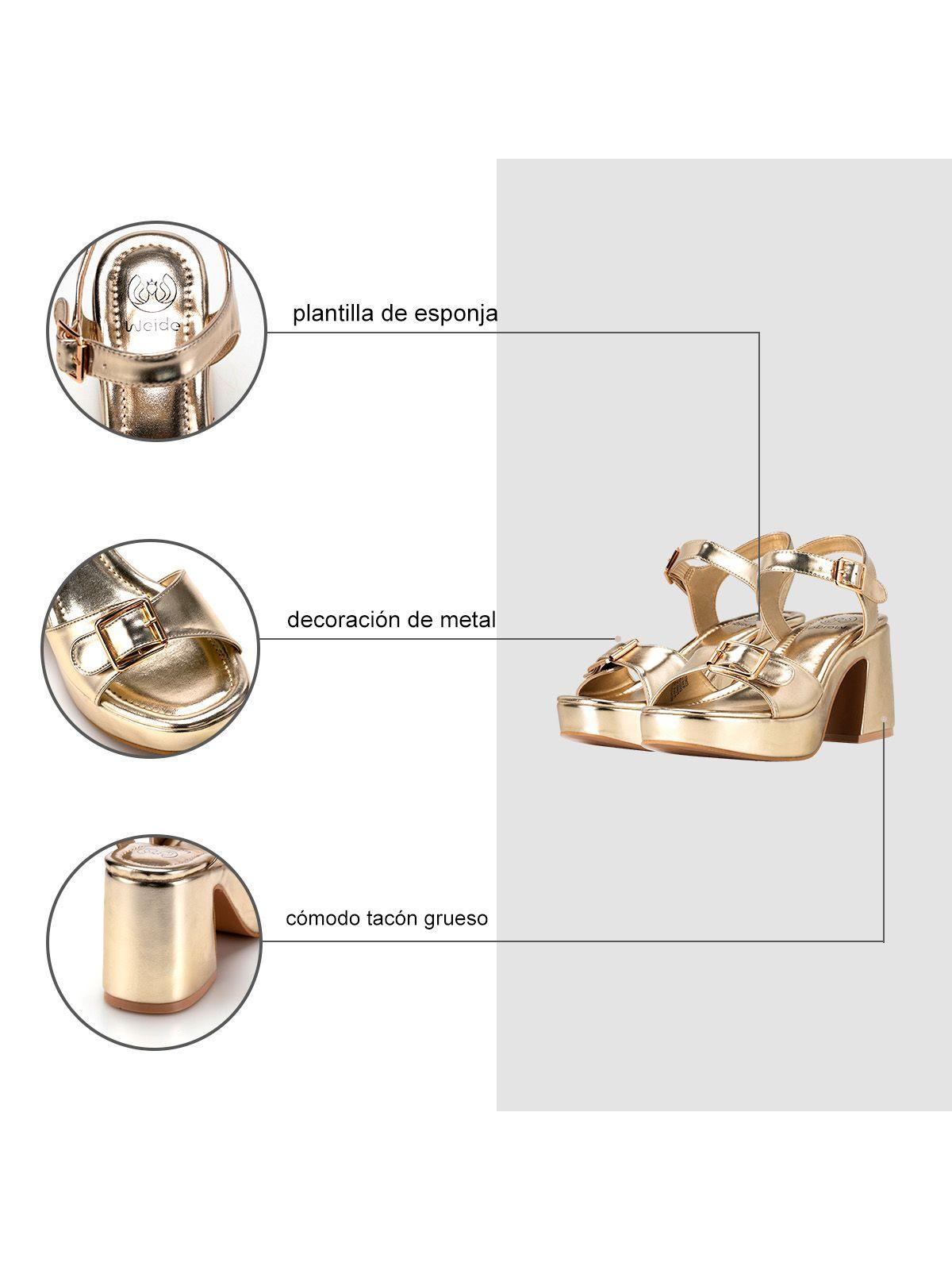 Sandalia Plataforma Dorado Fiesta LT102 Weide-5