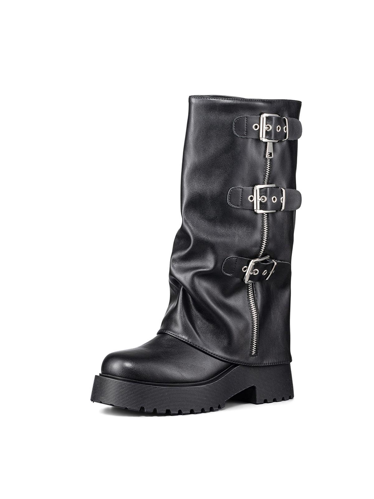 Botas Largas Casual Negro De Moda Mujer Weide RQ80-0