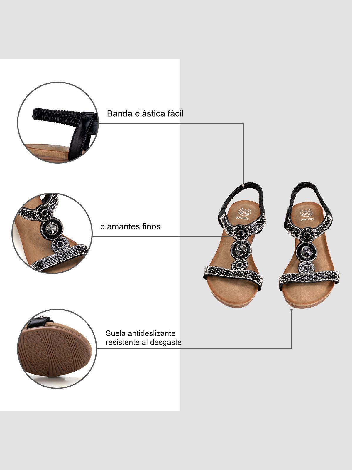 Sandalia Plana Negro Casual JS55 Weide-5