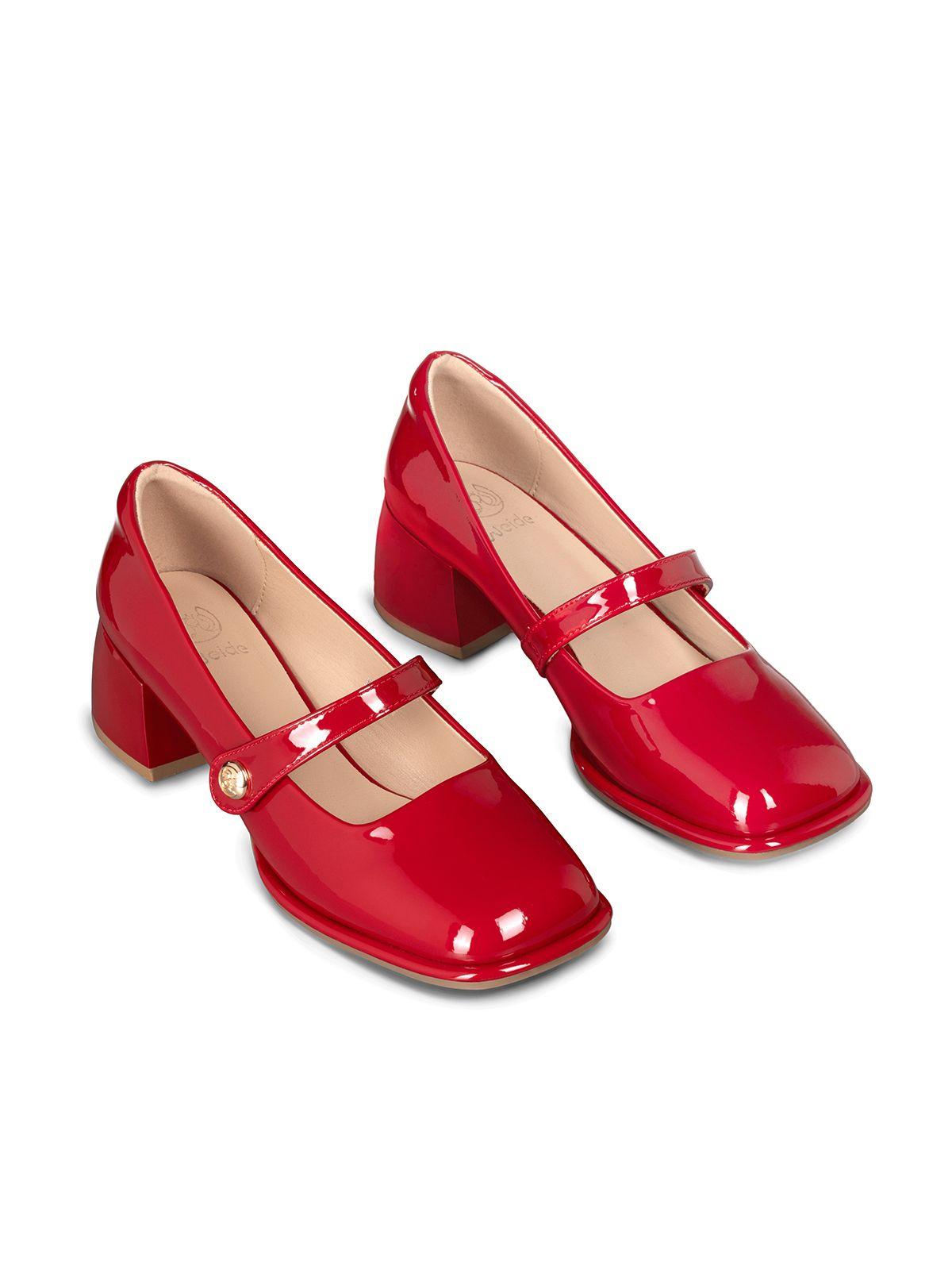 Zapato Mary Jane Burdeo Charol Elegante Mujer Weide YL56-2