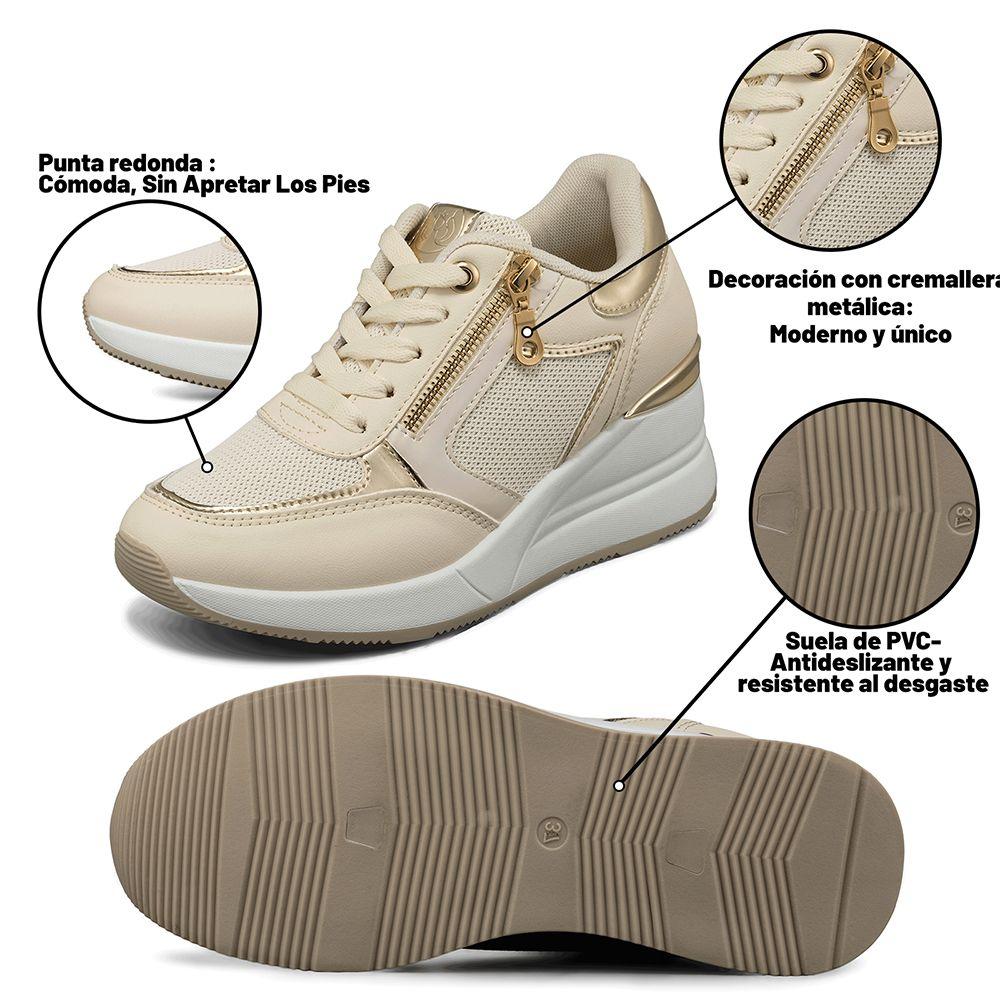 Zapatilla Deportiva Taco Cuña Malla Mujer Weide JLL60-4