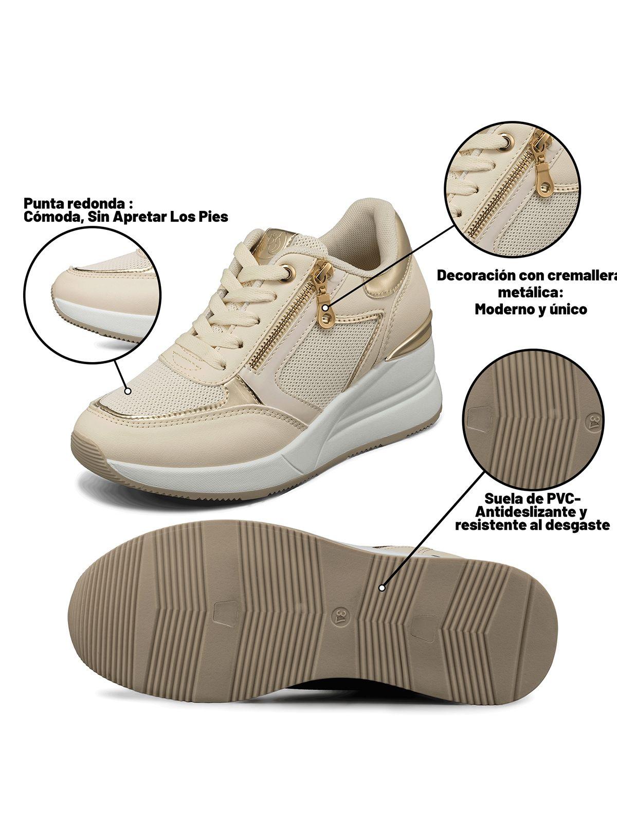 Zapatilla Deportiva Taco Cuña Malla Mujer Weide JLL60-5