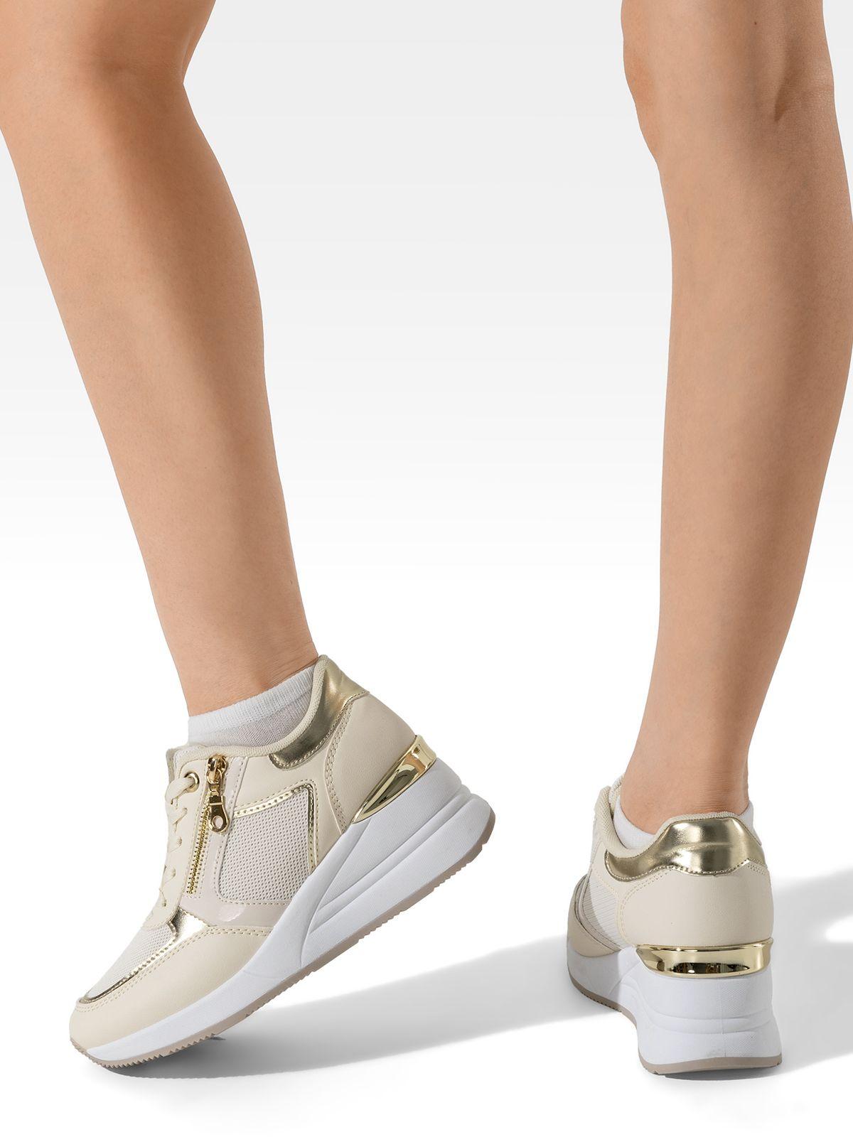 Zapatilla Deportiva Taco Cuña Malla Mujer Weide JLL60-2