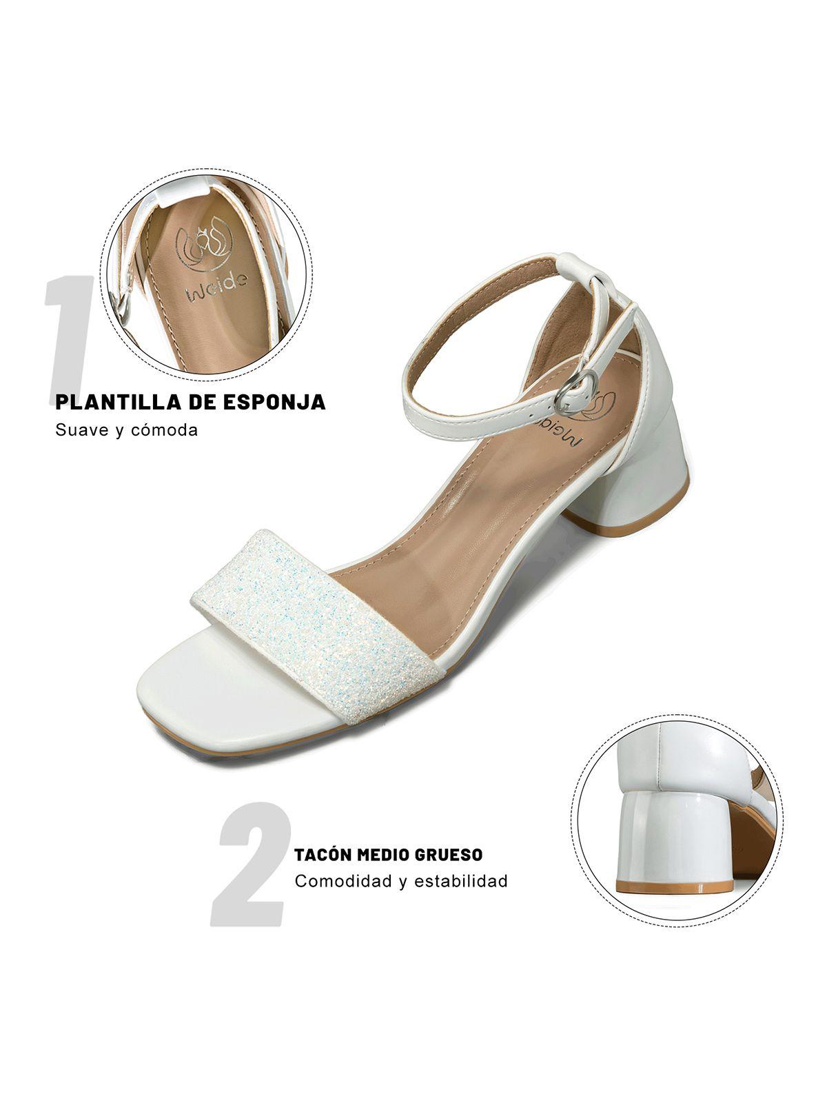 Sandalia Taco Grueso Punta Cuadrada Mujer Weide GH176-8