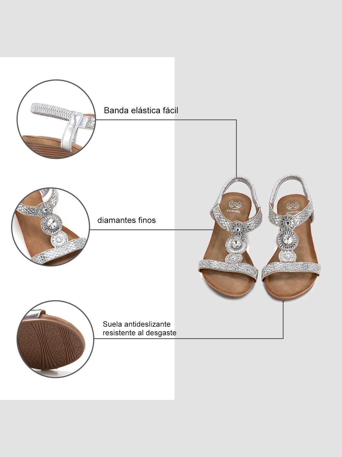 Sandalia Plana Plateado Casual JS55 Weide-4