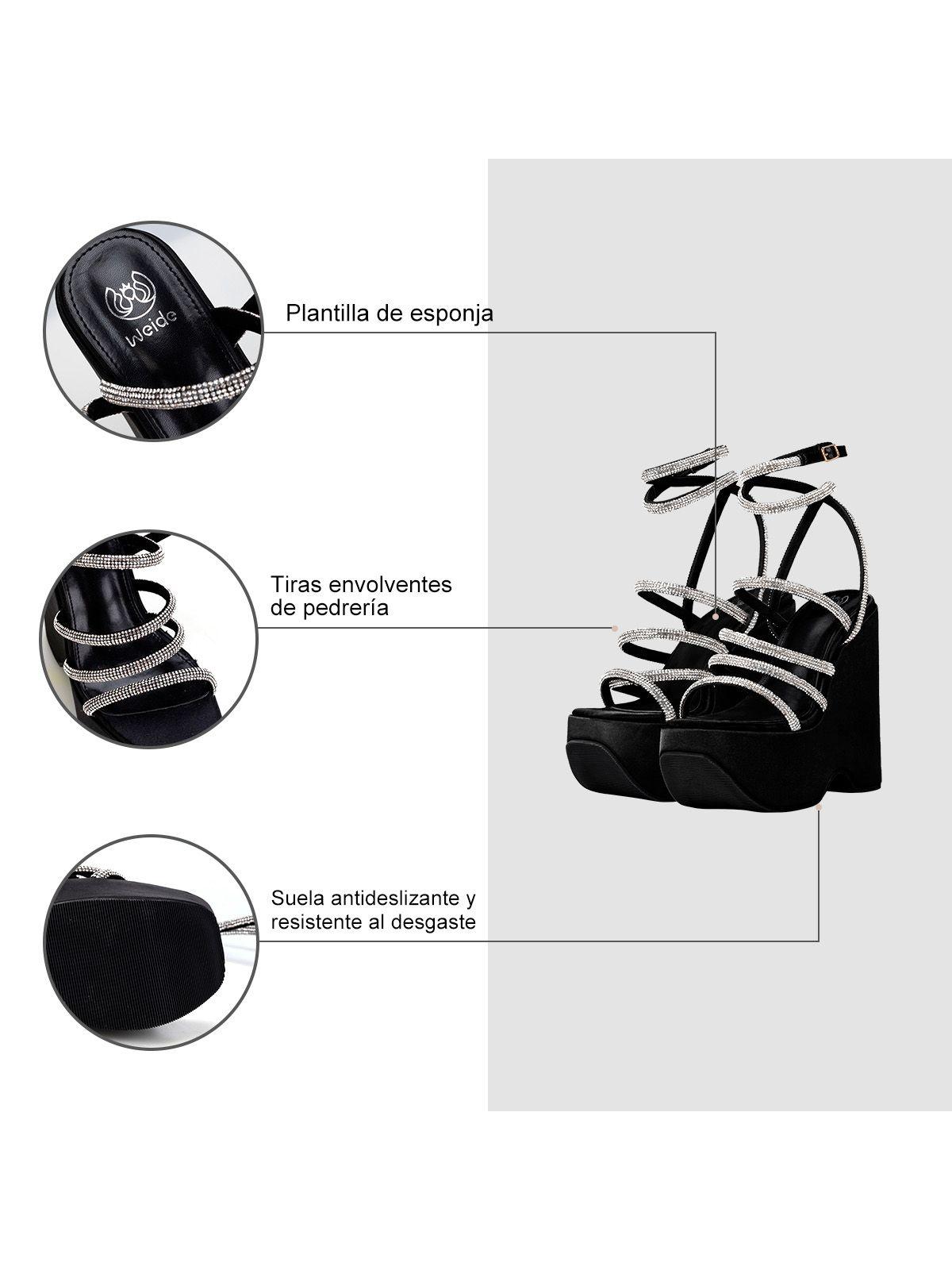 Sandalia Plataforma Negro Fiesta TFA185 Weide-5