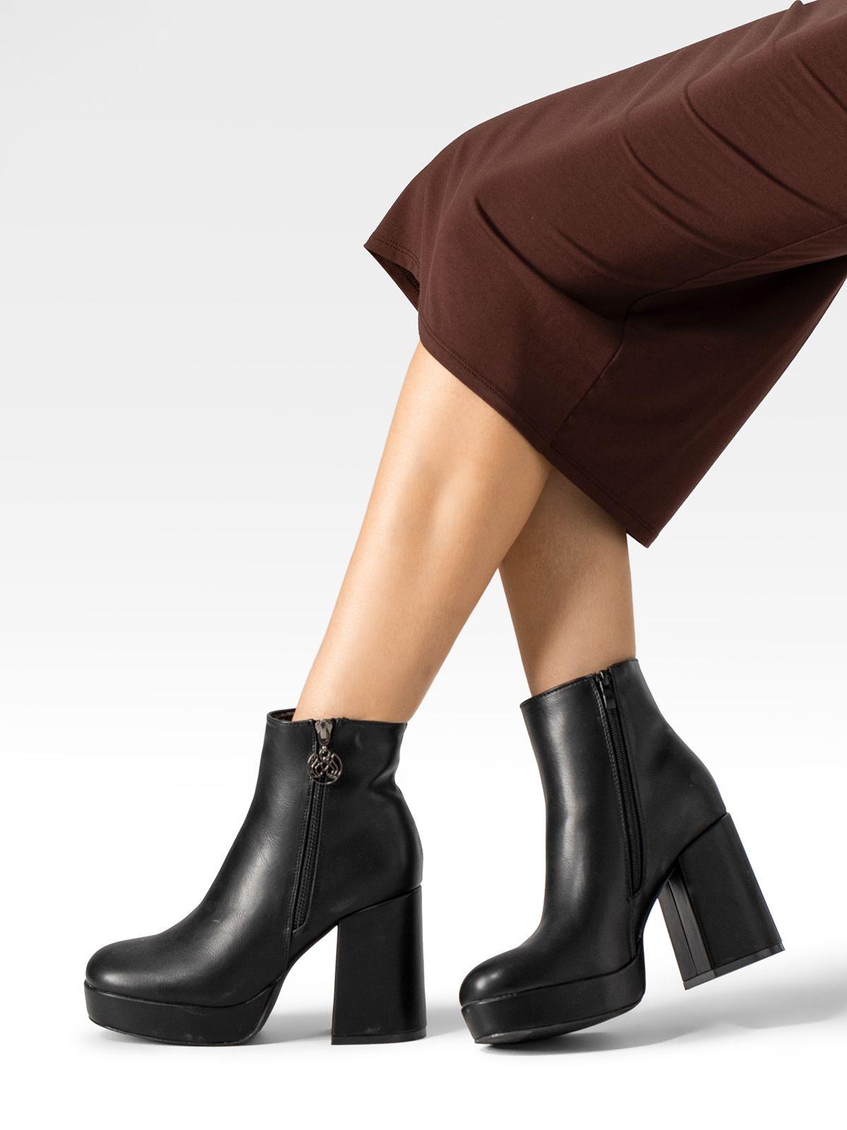Botin Casual Mujer Eco Cuero Tacon Grueso Clasico Weide DH80-1