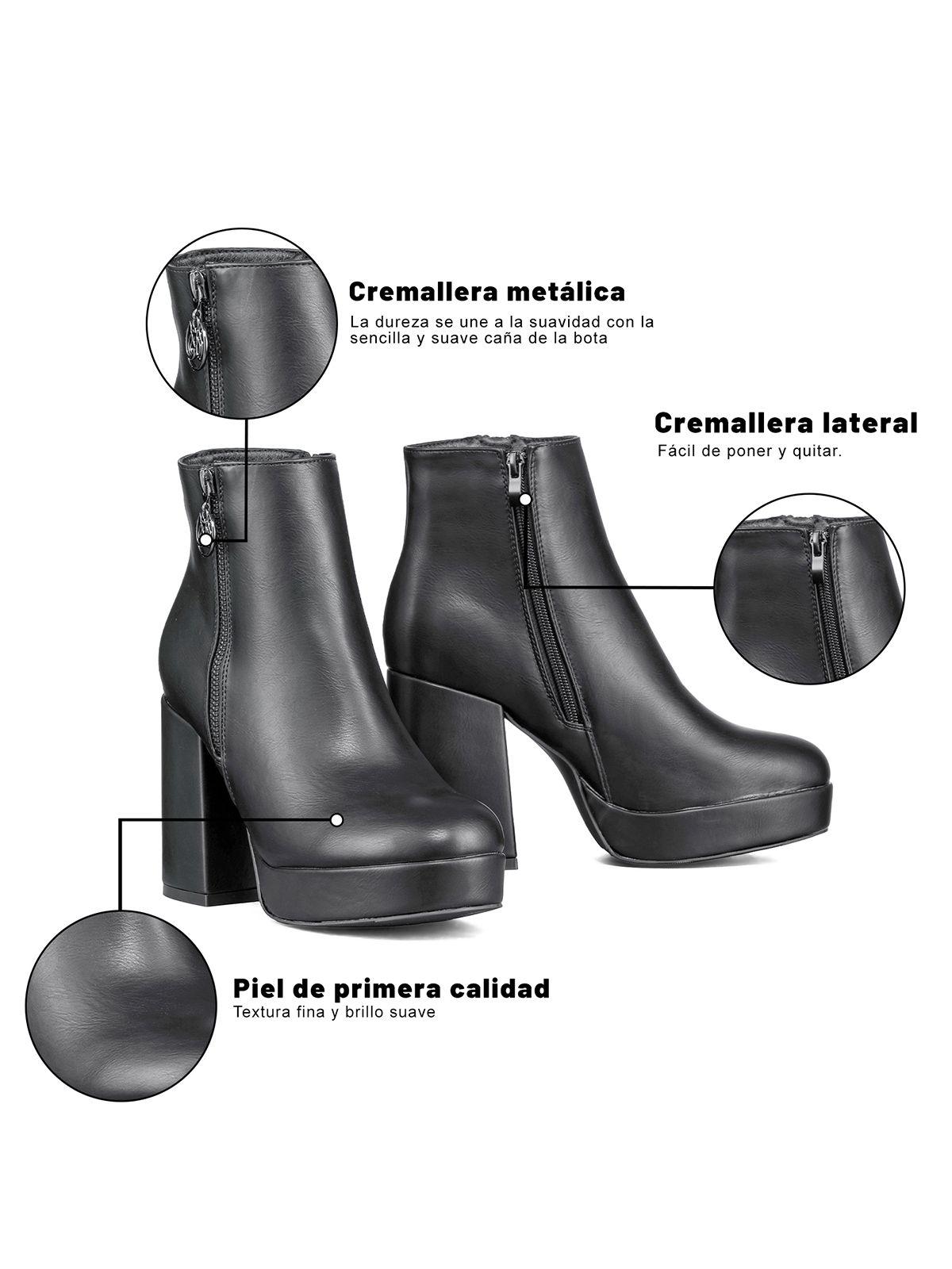 Botin Casual Mujer Eco Cuero Tacon Grueso Clasico Weide DH80-6
