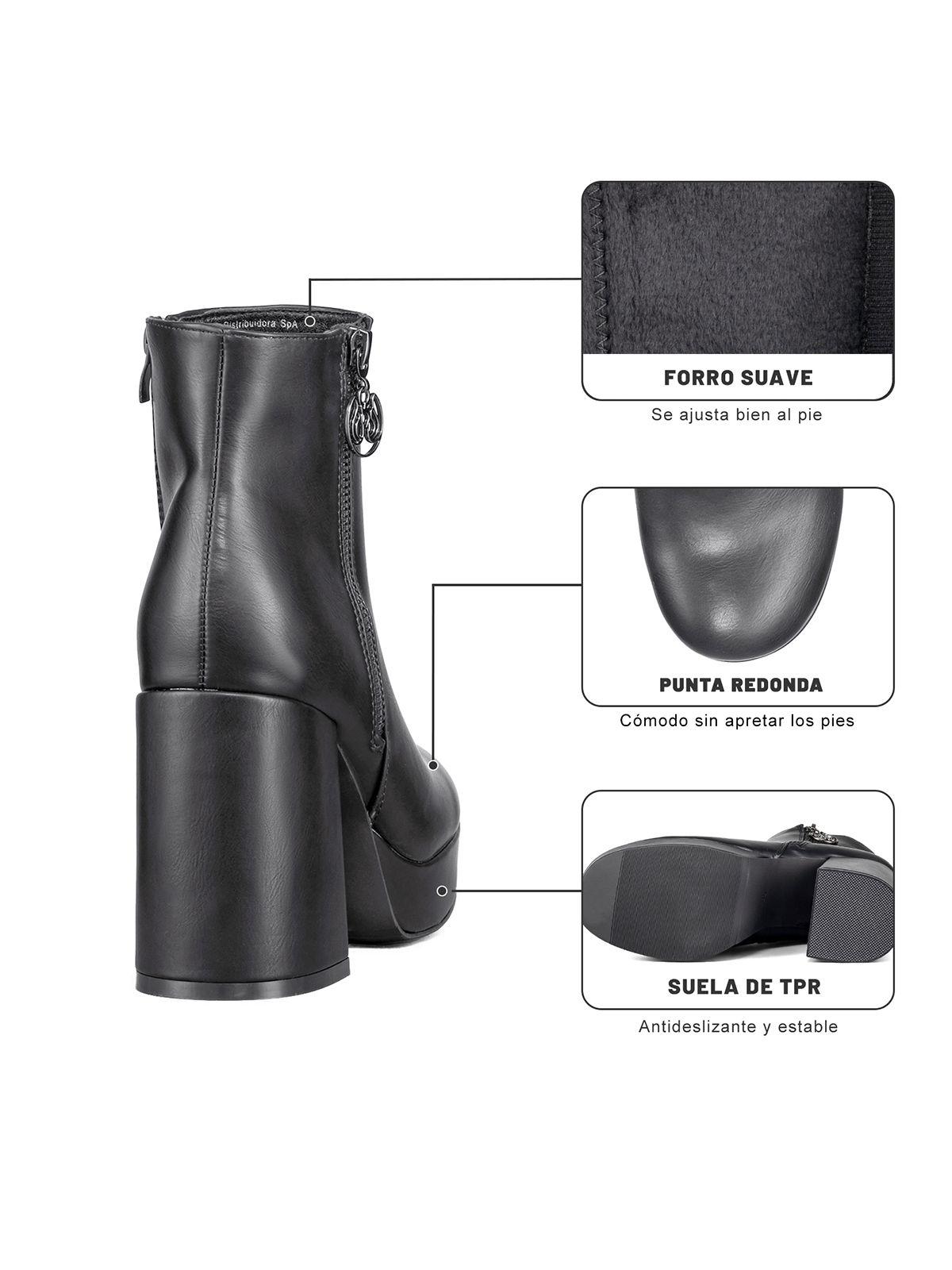 Botin Casual Mujer Eco Cuero Tacon Grueso Clasico Weide DH80-7