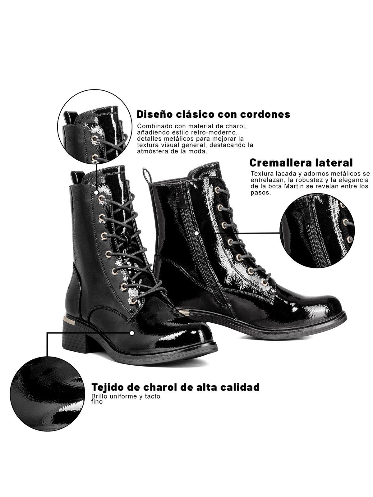 Botin Casual Mujer Charol Clasico Moda Weide HX506-5