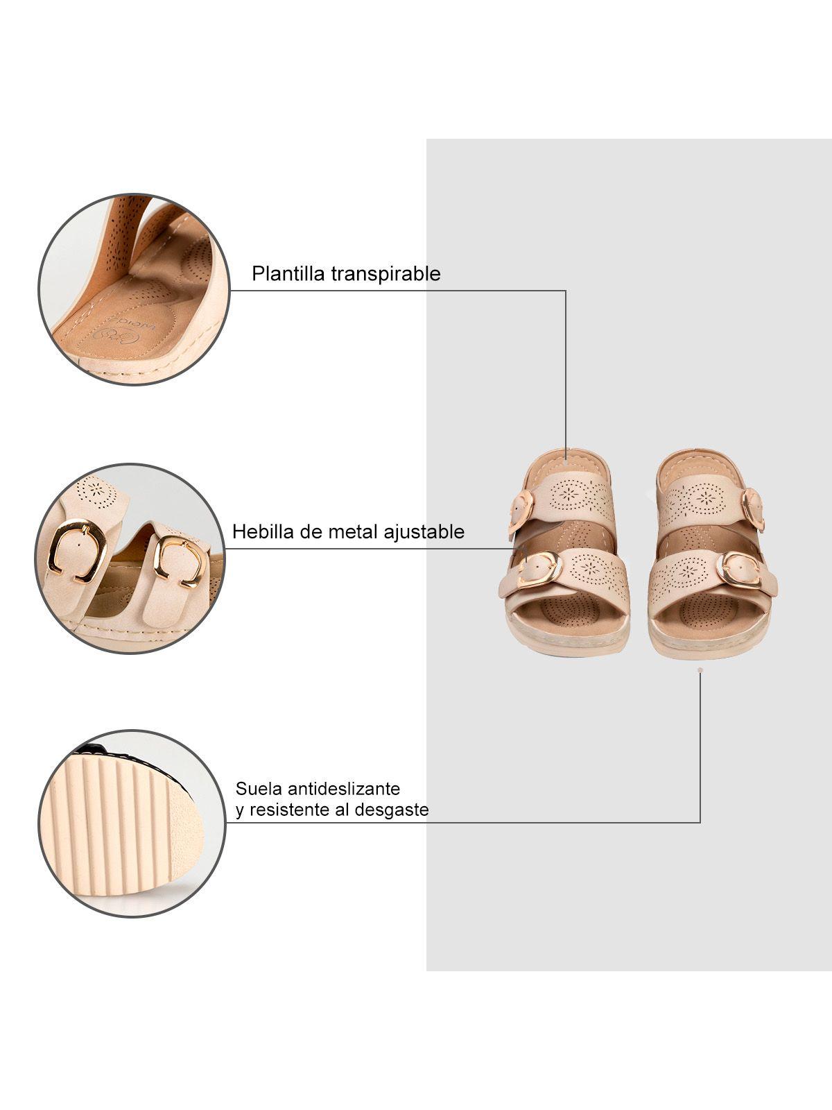 Sandalia Plana Casual Mujer Beige Weide JN31-2