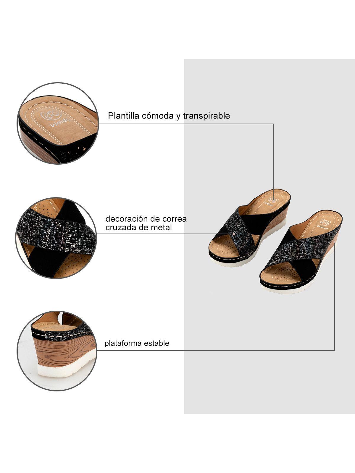 Sandalia Plataforma Negro Casual QIU309 Weide-5