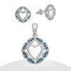 Conjunto micro circón diseño gotas y  corazón plata 925-0