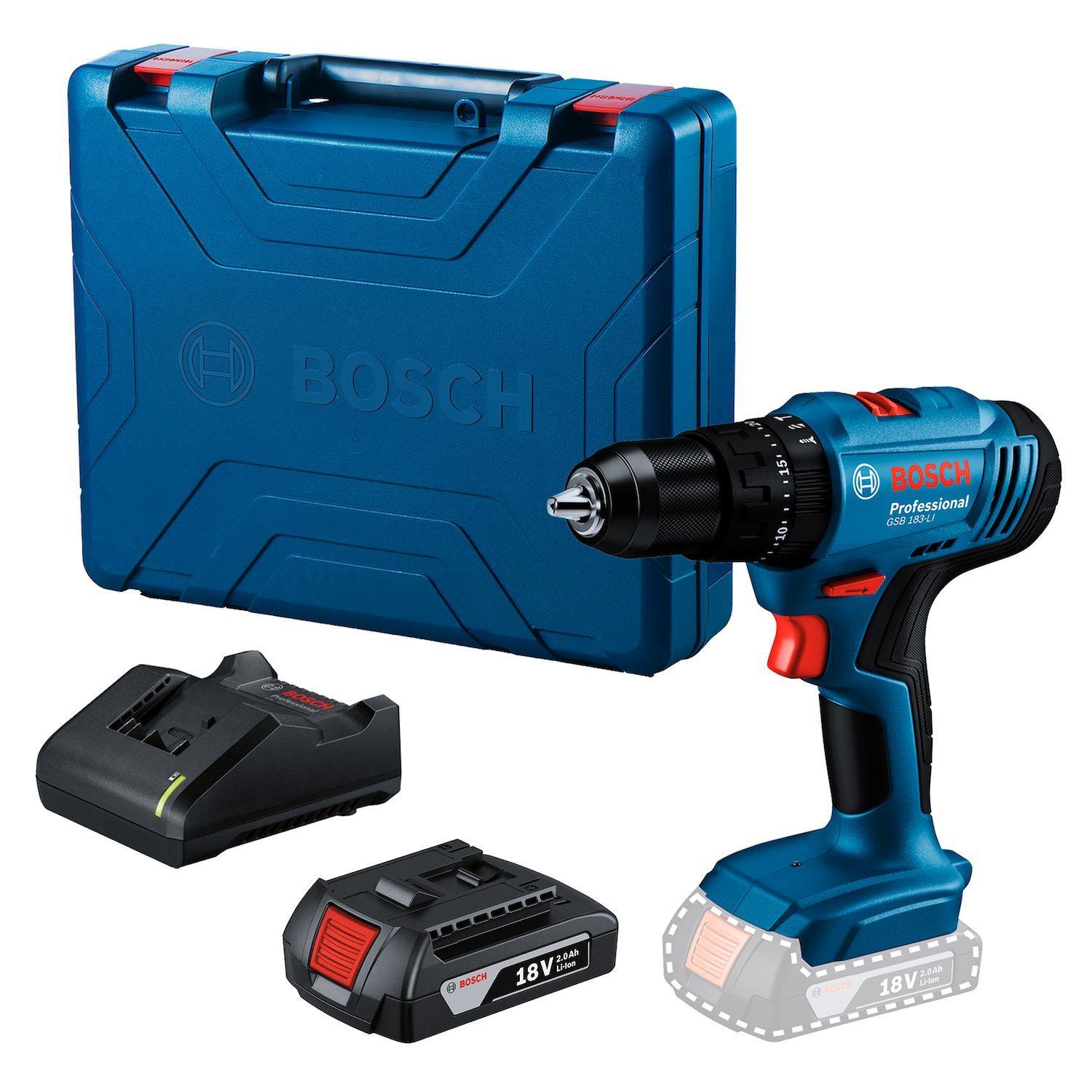 Taladro Percutor Atornillador Bosch GSB 183-LI con 1 batería y cargador-0