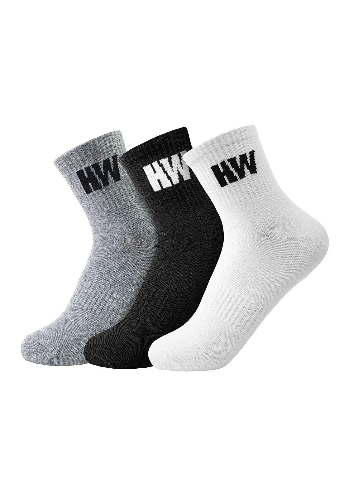 Tripack Calcetines HW Algodón Tobillero Hombre-0