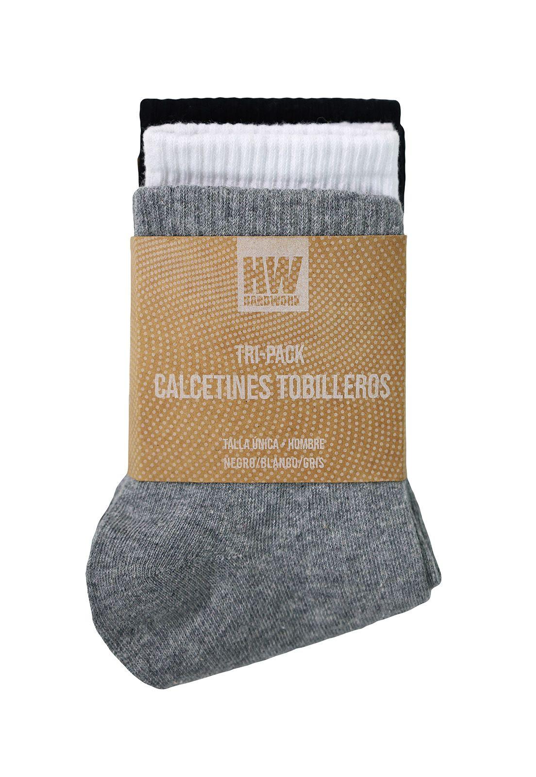 Tripack Calcetines HW Algodón Tobillero Hombre Hardwork | Paris.cl