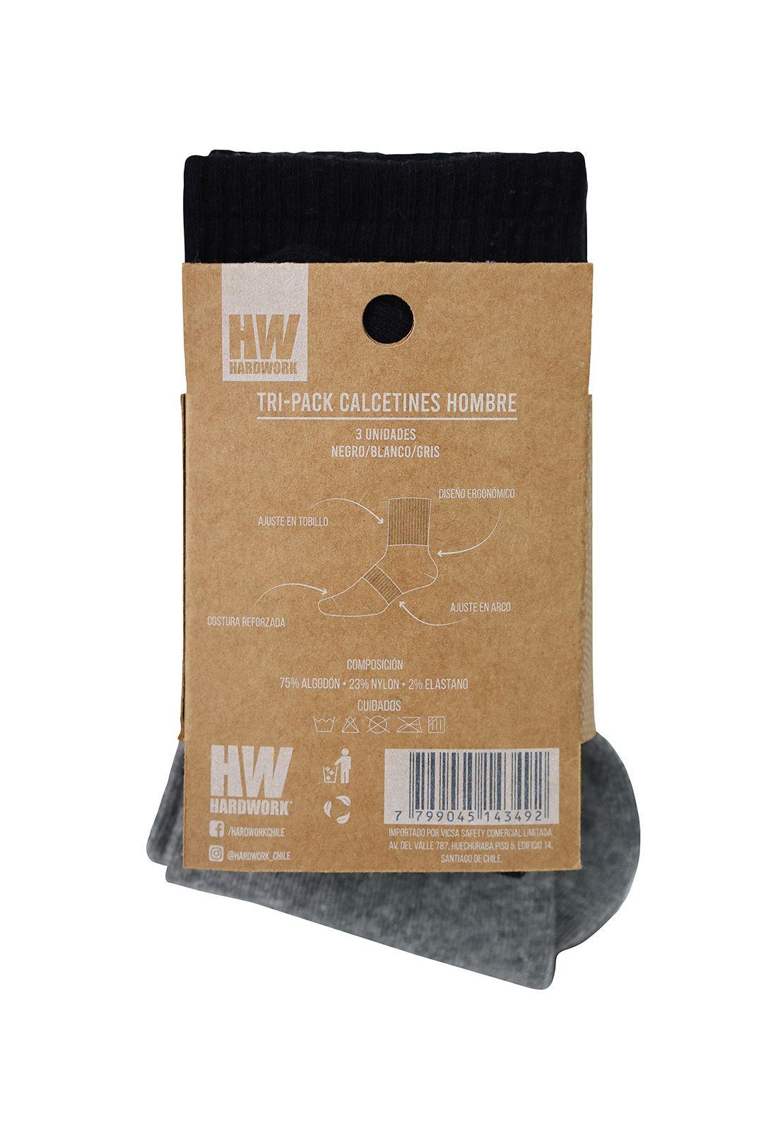 Tripack Calcetines HW Algodón Tobillero Hombre-2