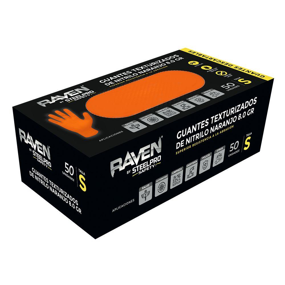 GUANTE RAVEN NITRILO TEXTURIZADO NARANJO 8 GR STEELPRO 50UND-7