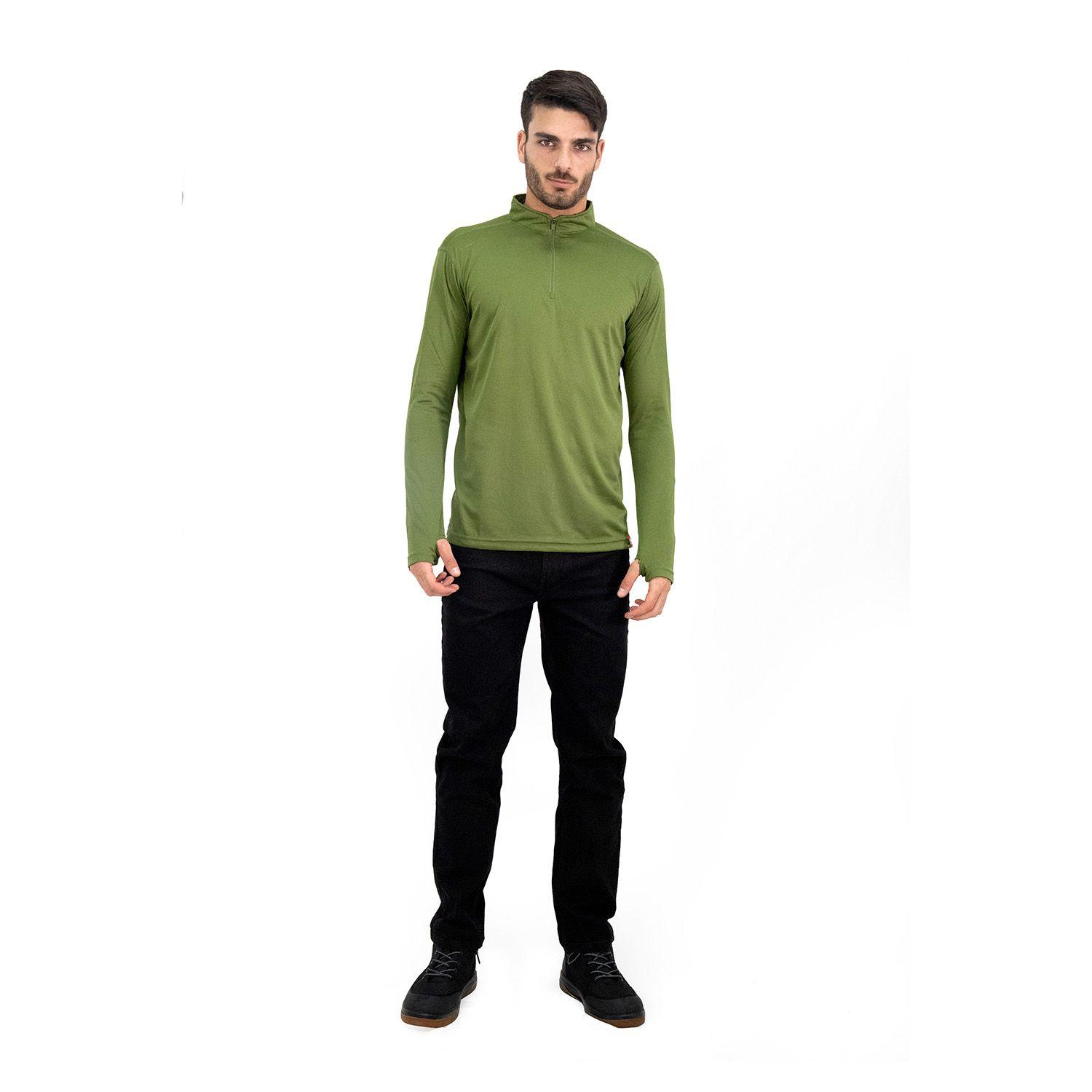 Polera Quebec Half-Zip Verde Oliva Hombre-3