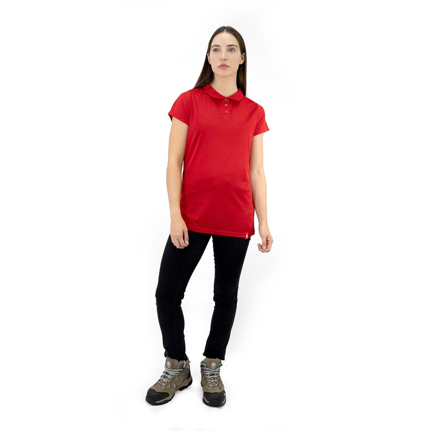 Polera Cooldry Quebec Manga Corta Rojo Mujer-4