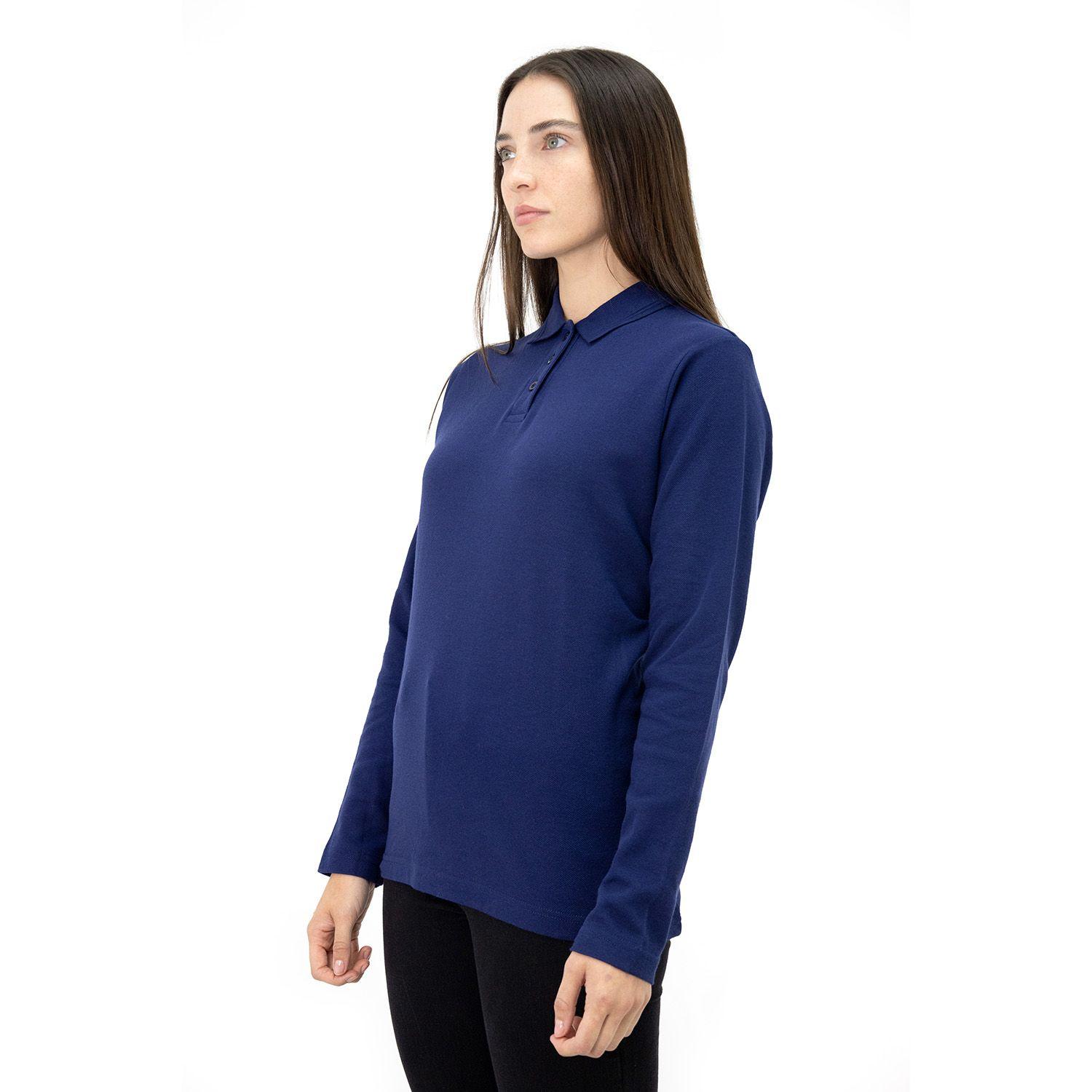 Polera Pique Quebec Manga Larga Azul Mujer-2