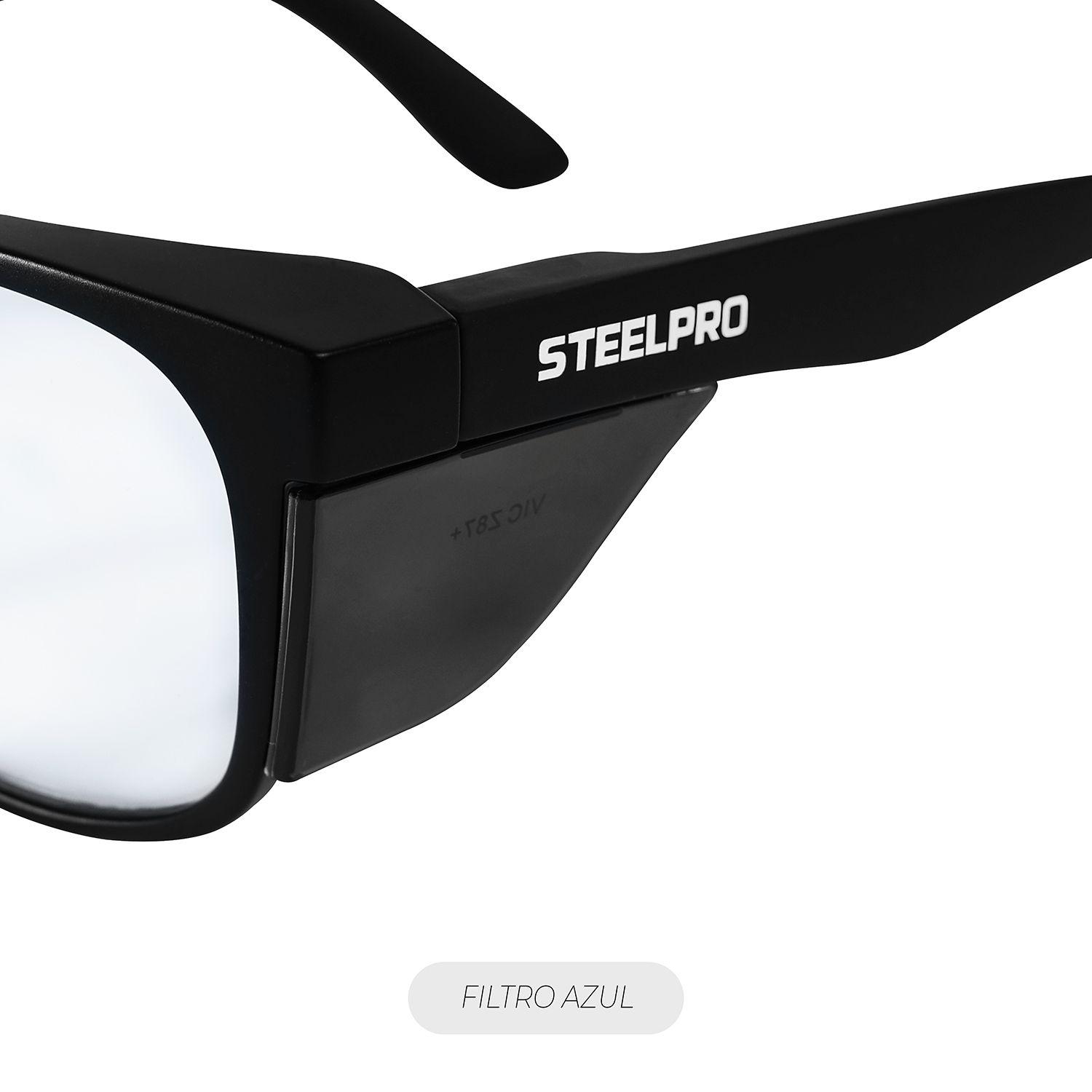 Lente Seguridad Safeblack Claro Blue Blocker Steelpro-4