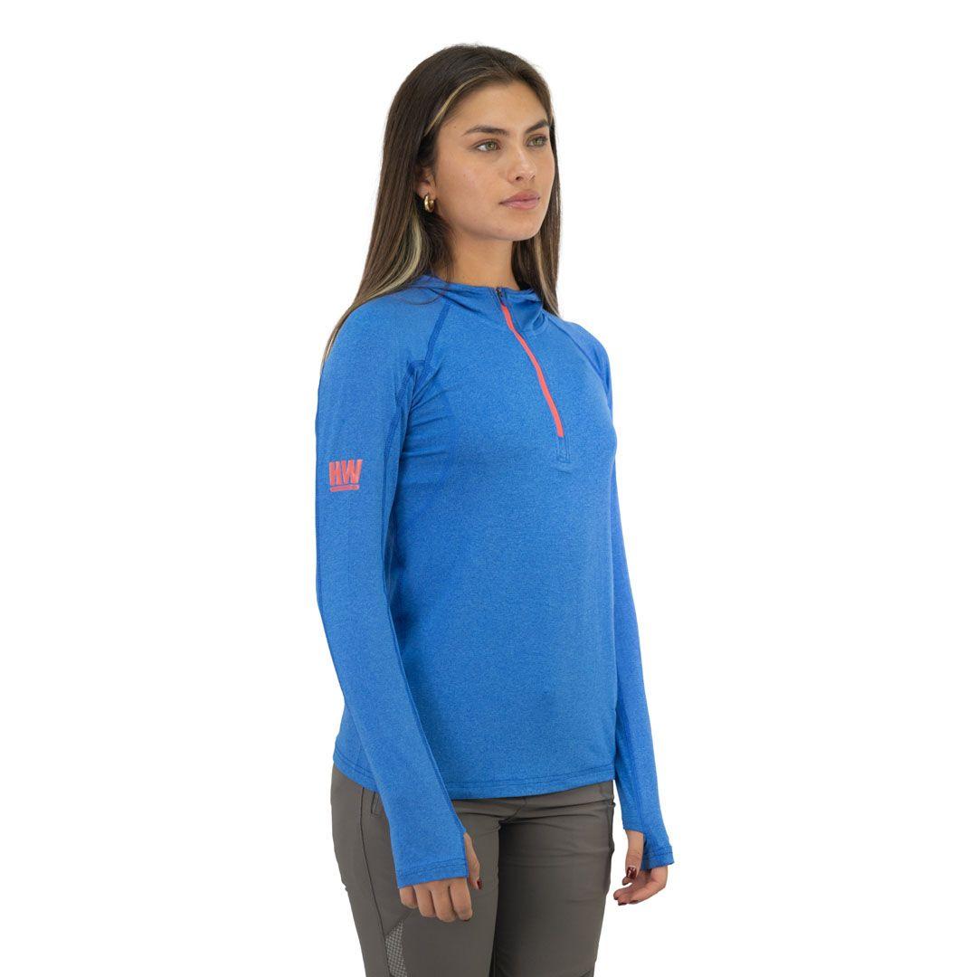 Polera Dry Fit Hw Spx C/ Gorro Manga Larga Mujer Elec Blue-1