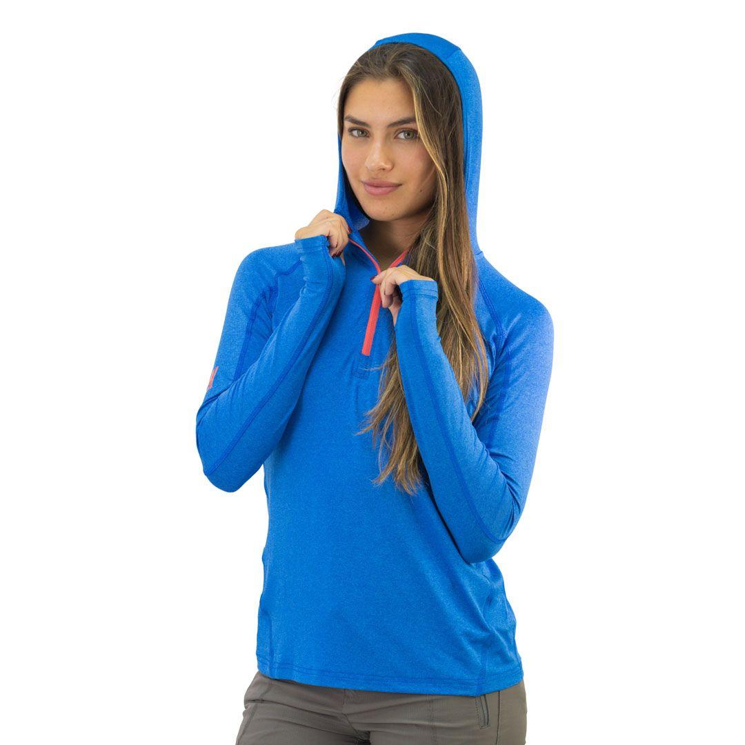 Polera Dry Fit Hw Spx C/ Gorro Manga Larga Mujer Elec Blue-4