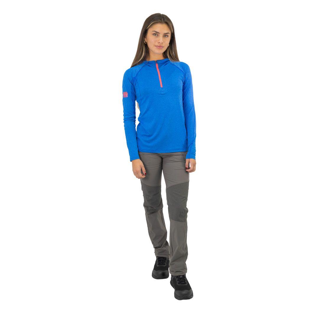 Polera Dry Fit Hw Spx C/ Gorro Manga Larga Mujer Elec Blue-8