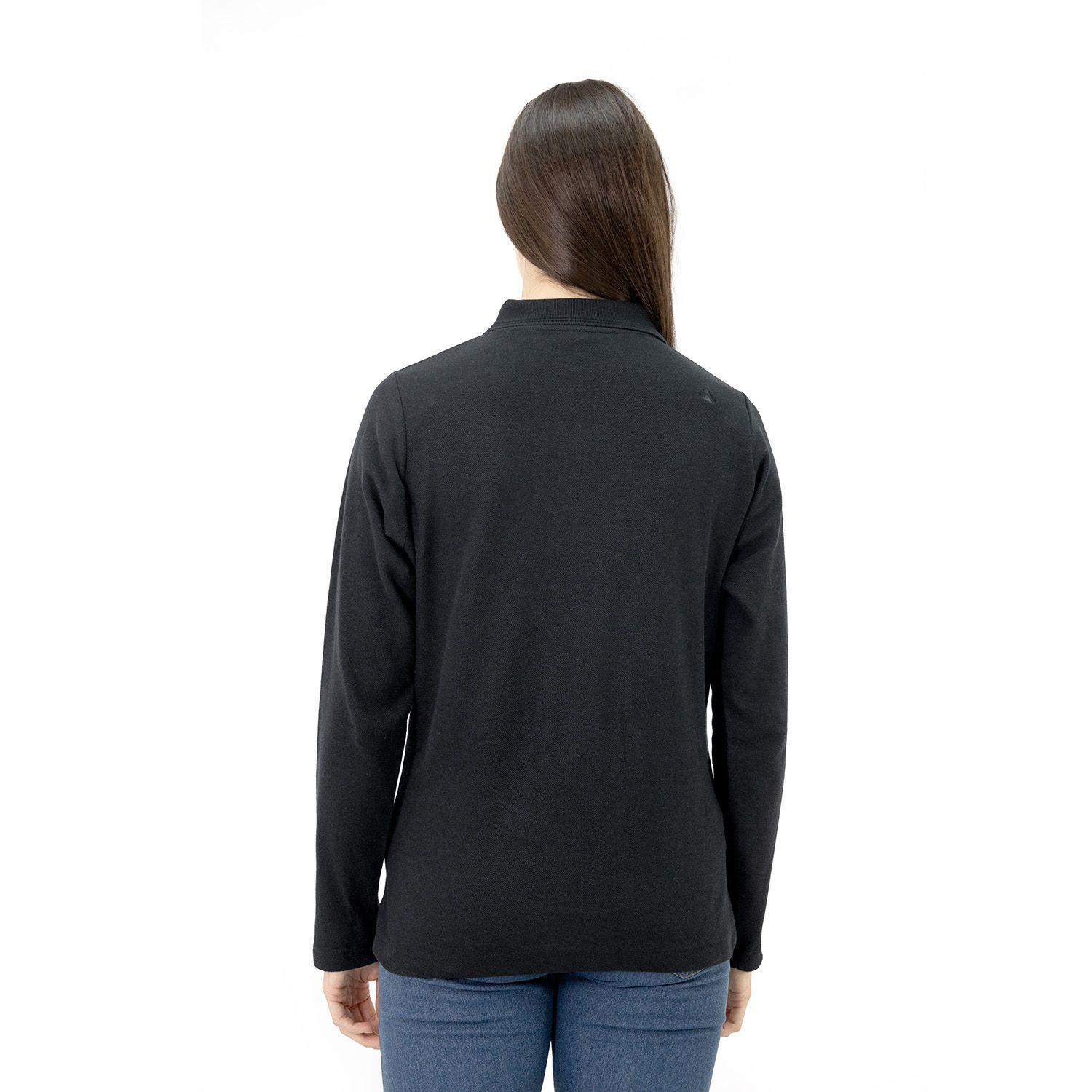 Polera Pique Quebec Manga larga Negro Mujer-3
