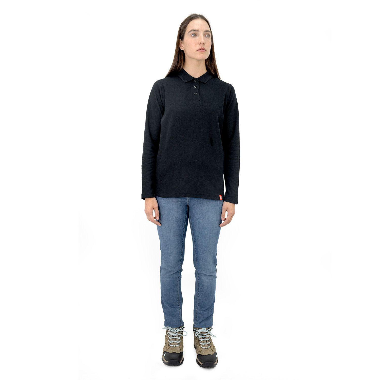 Polera Pique Quebec Manga larga Negro Mujer-4
