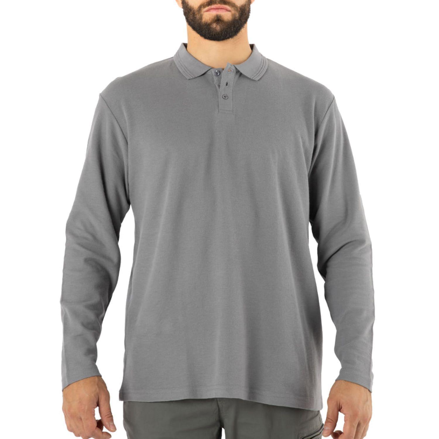 Polera Pique Quebec Manga Larga Gris-0