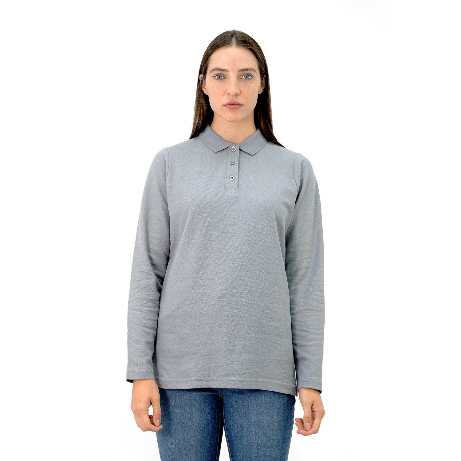 Polera Pique Quebec Manga larga Gris Mujer-0