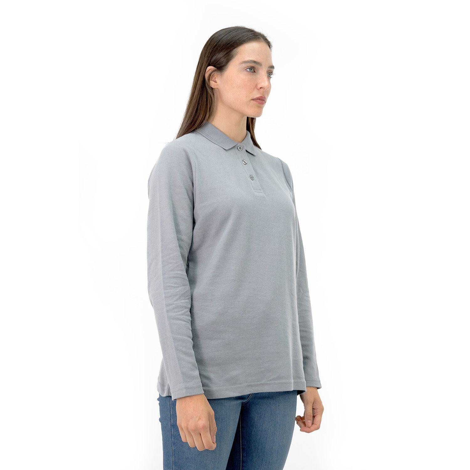 Polera Pique Quebec Manga larga Gris Mujer-1