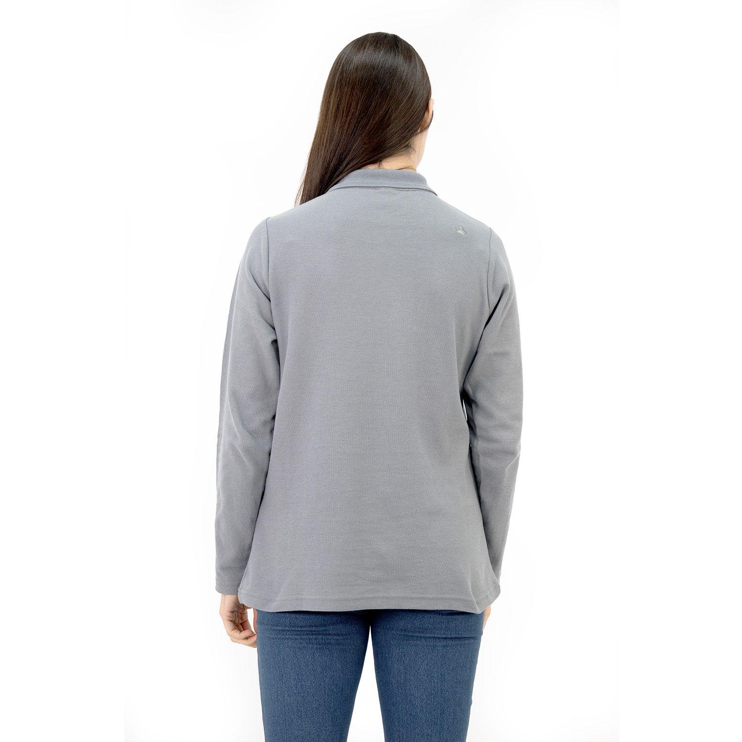 Polera Pique Quebec Manga larga Gris Mujer-3