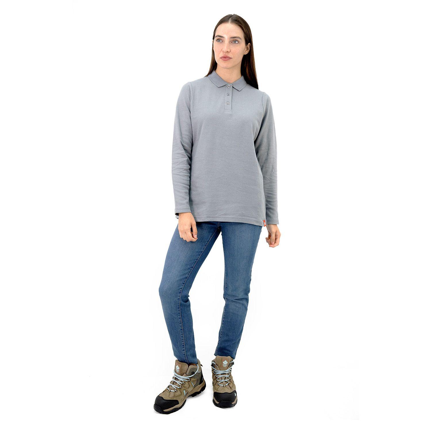 Polera Pique Quebec Manga larga Gris Mujer-4