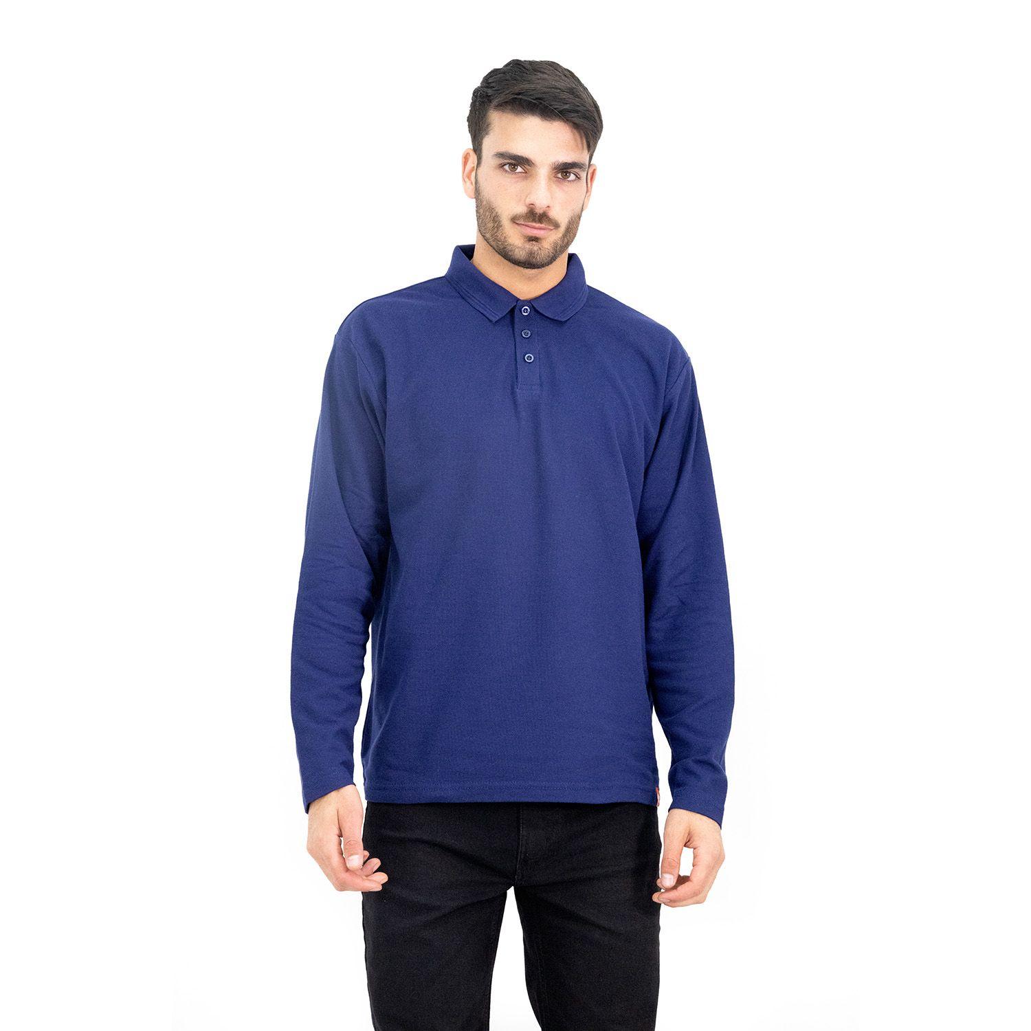 Polera Pique Quebec Manga Larga Azul-0