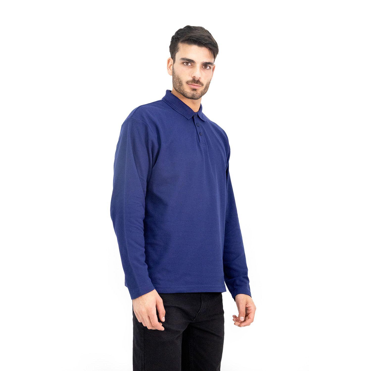 Polera Pique Quebec Manga Larga Azul-1