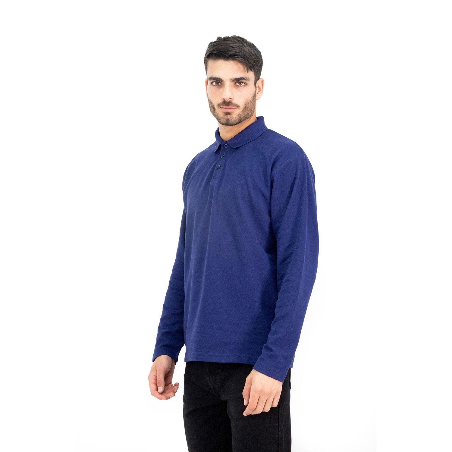 Polera Pique Quebec Manga Larga Azul-2