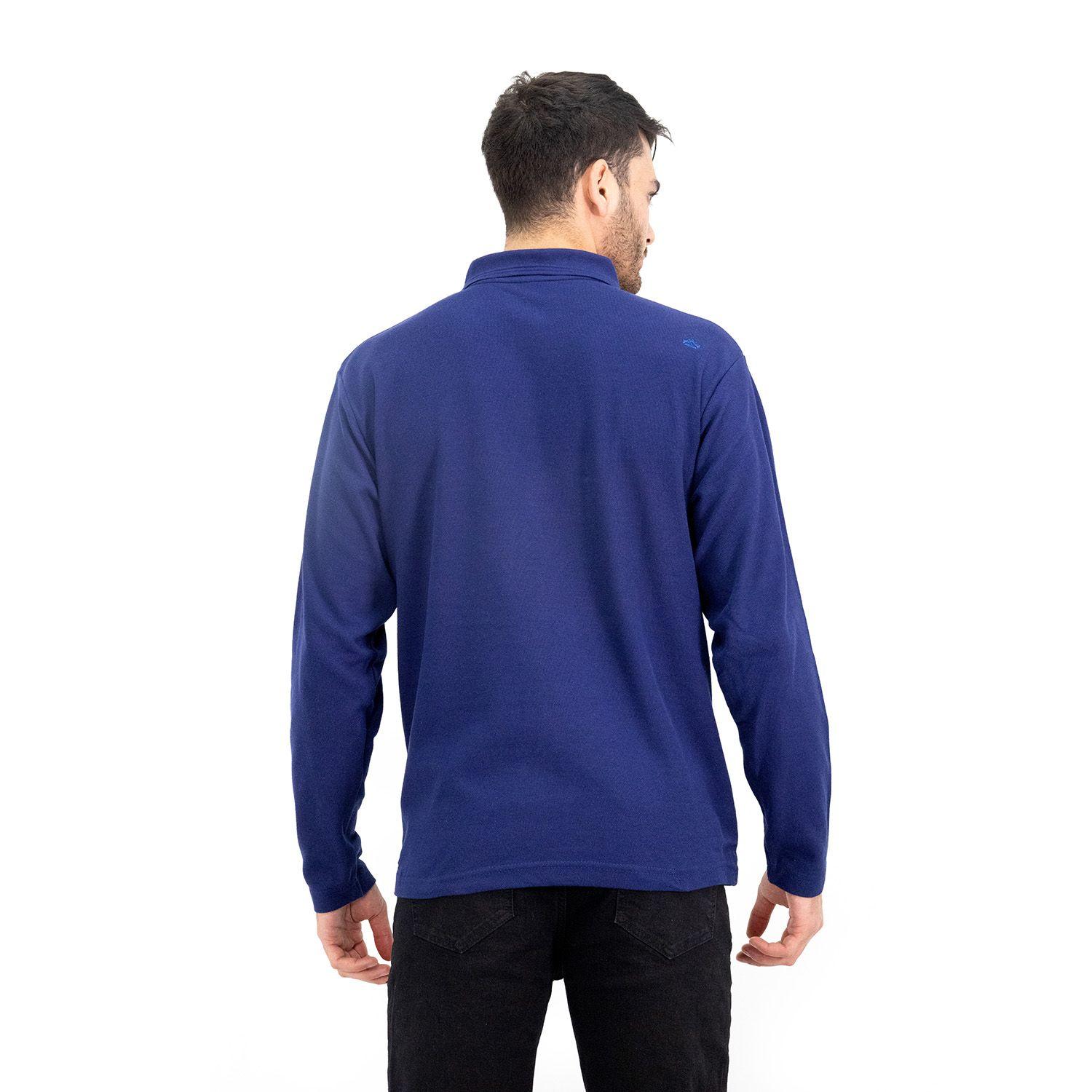 Polera Pique Quebec Manga Larga Azul-3