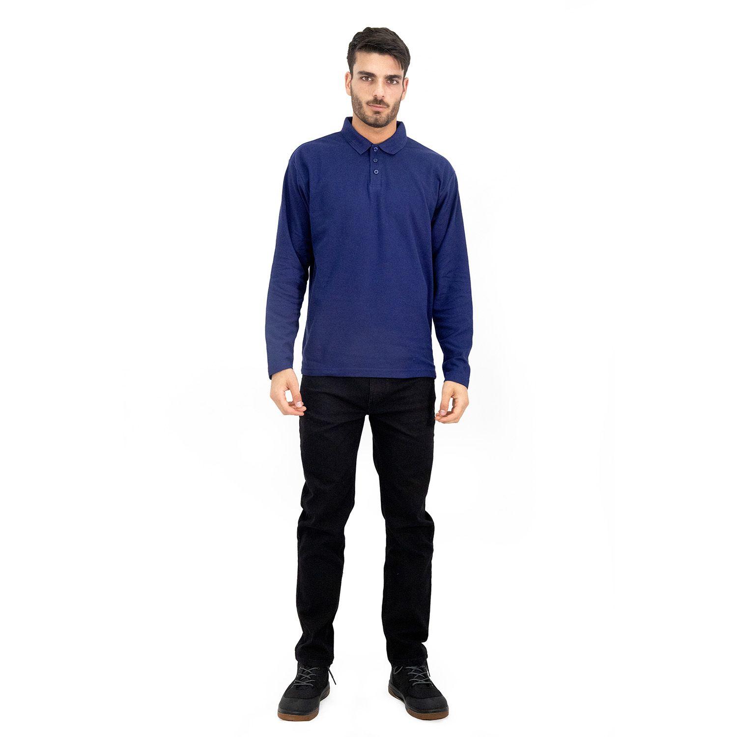 Polera Pique Quebec Manga Larga Azul-4