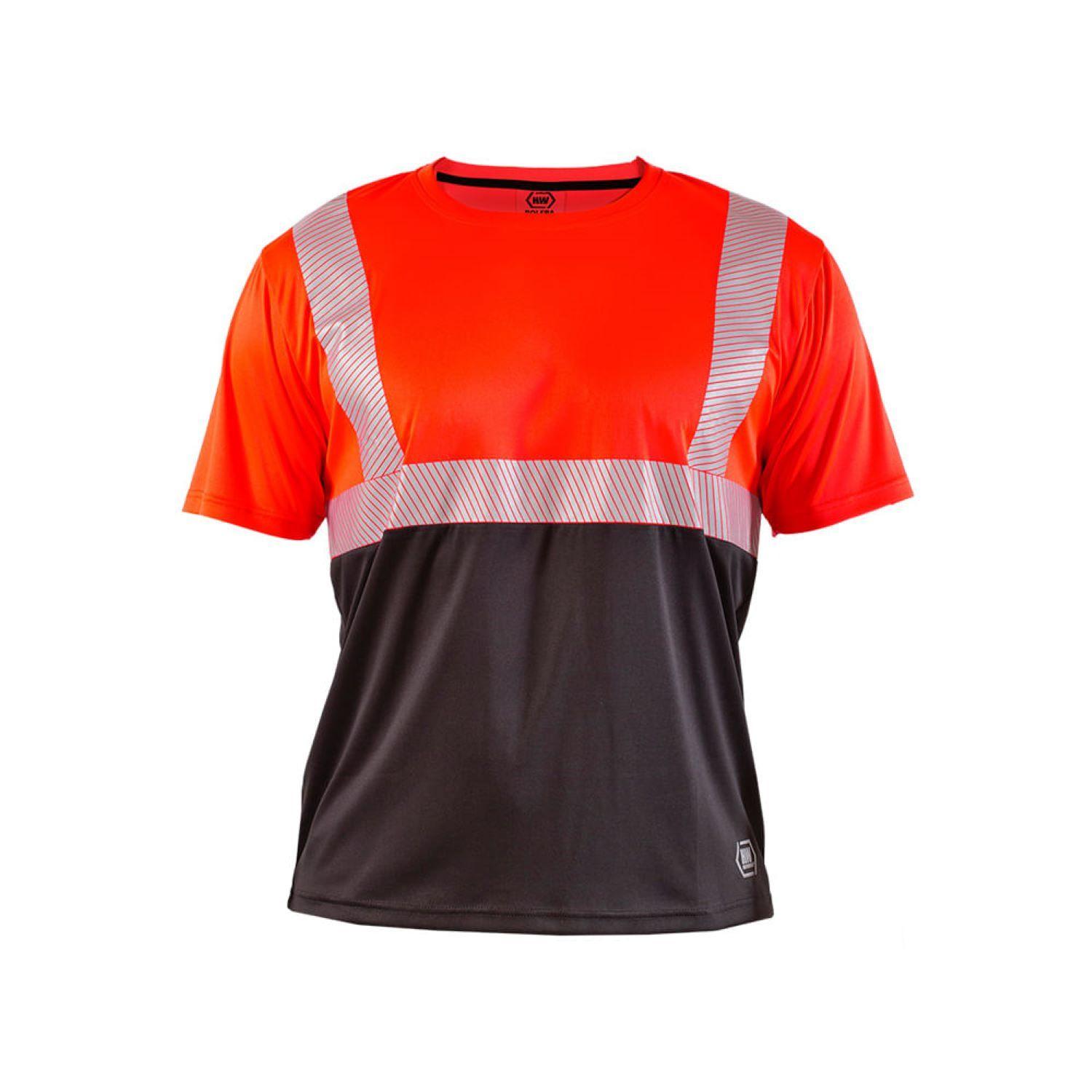 Polera Reflectiva HW Rojo Fluor Manga Corta-0