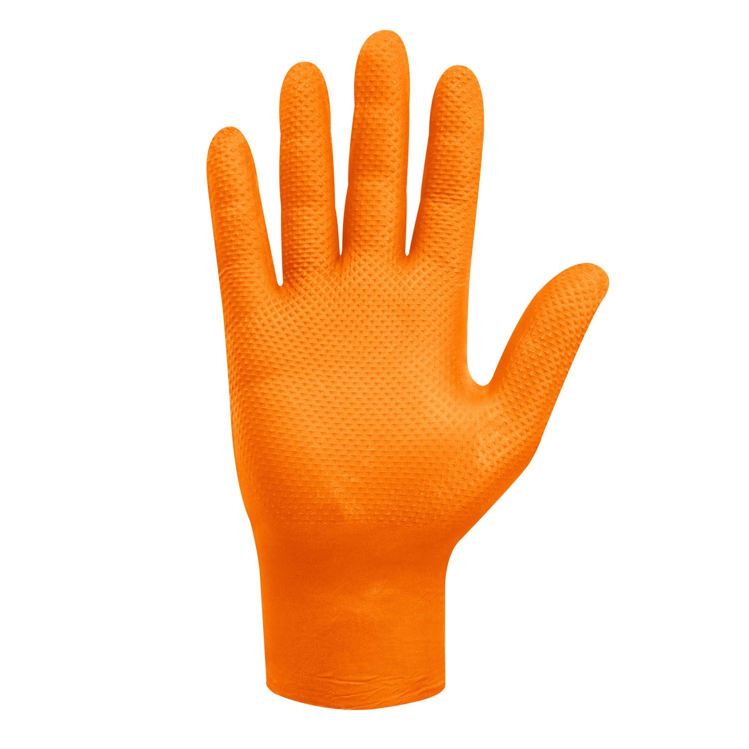 Guante nitrilo texturizado Naranjo 8gr Steelpro Raven 100uds-2